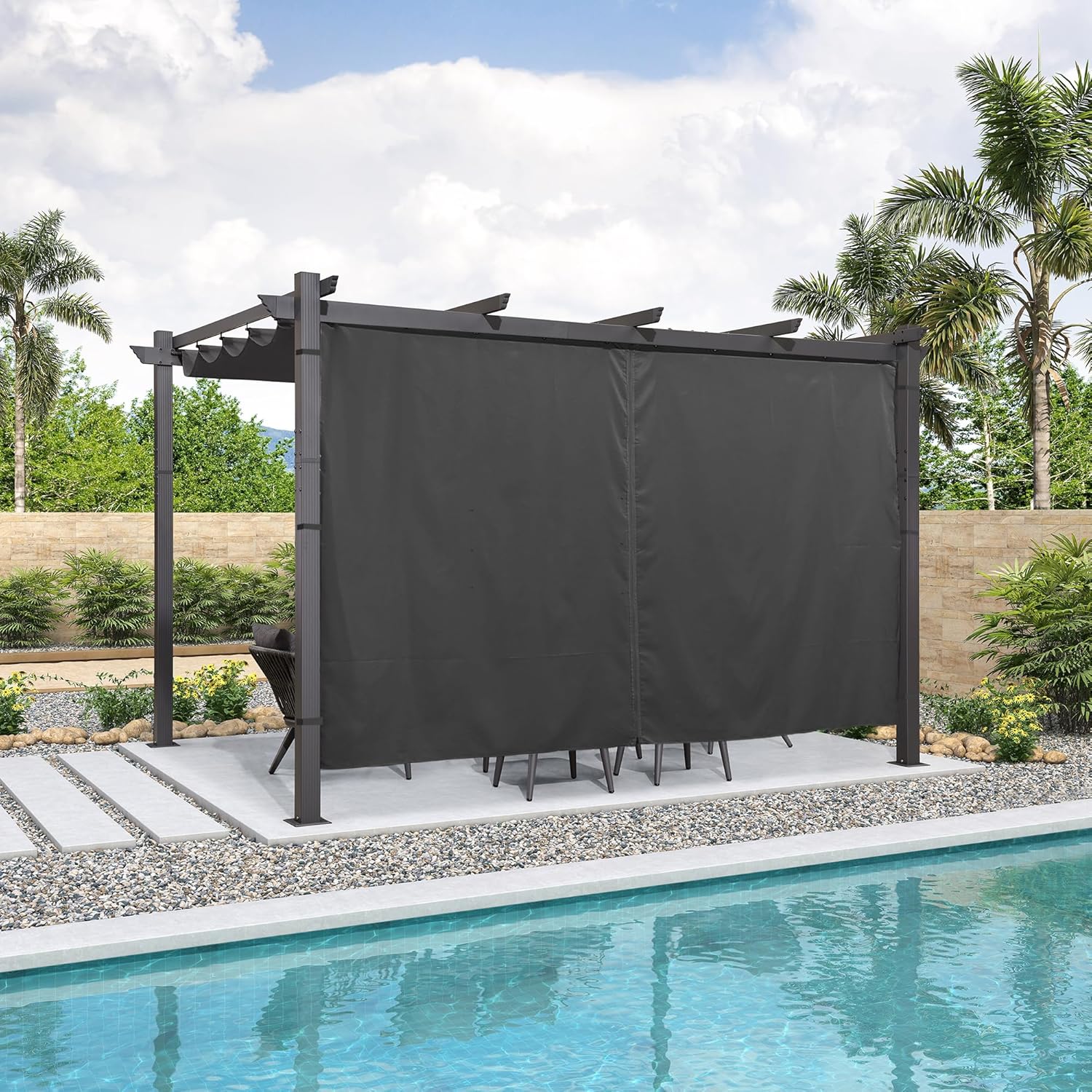 karaca-alisveris - pergola aluminium série 4x3m rideau toit coulissant gris