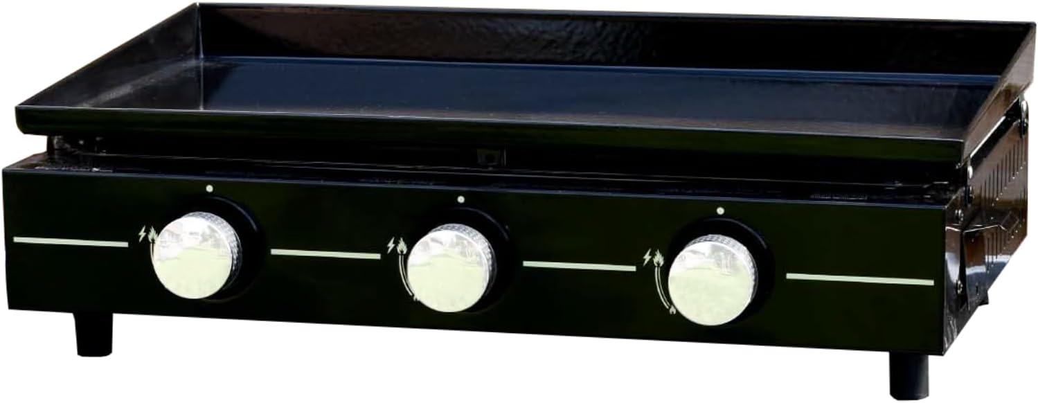 Cook’in Garden - plancha gaz 3 brûleurs, acier émaillé, 10 pers, bac amovible