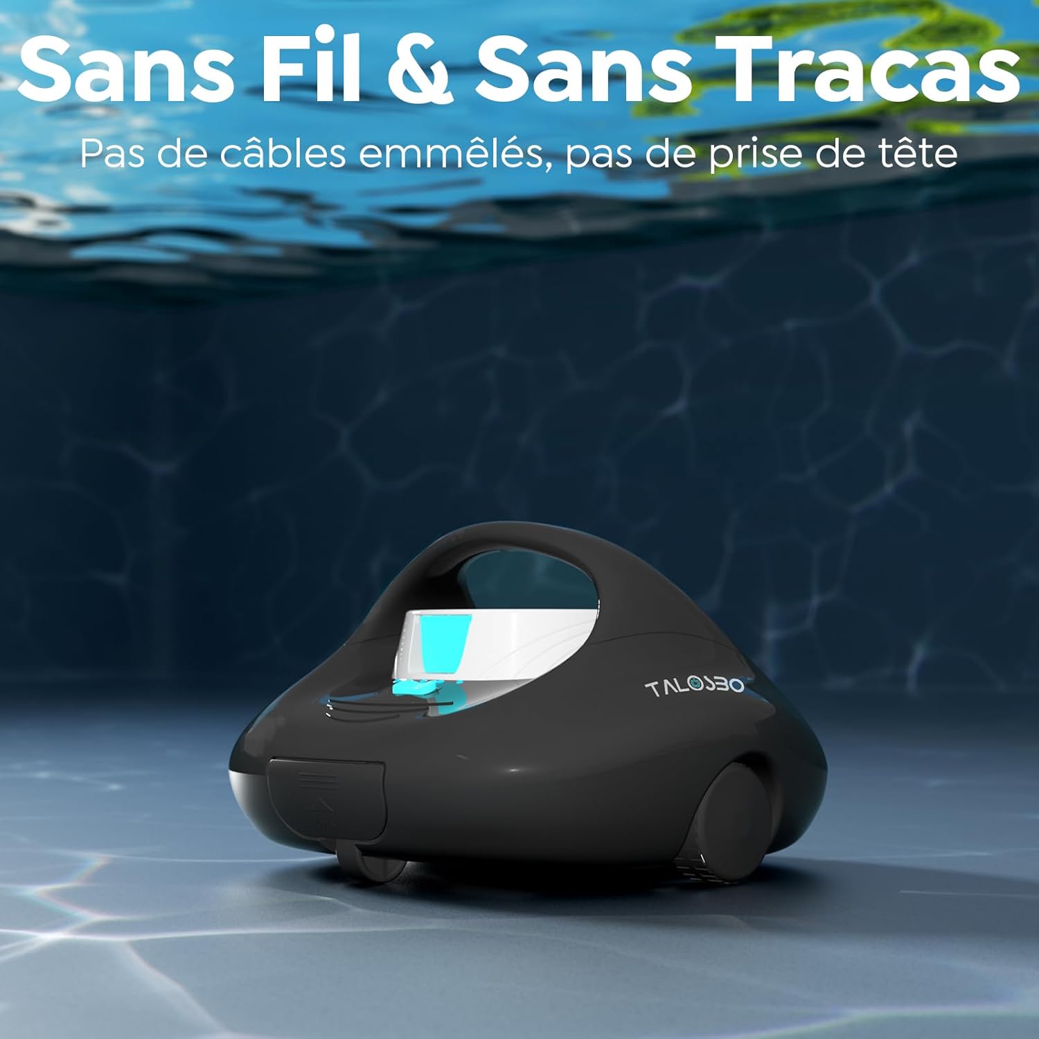 Pleco - Aspirateur piscine hors sol - 130 min, charge rapide, 85 m²