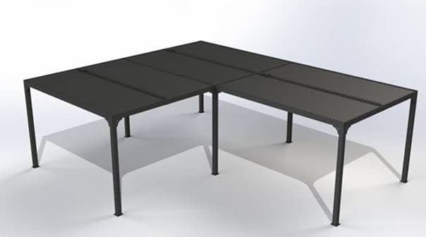 Pergola bioclimatique aluminium en L, 32,63 m², XXL, grande taille