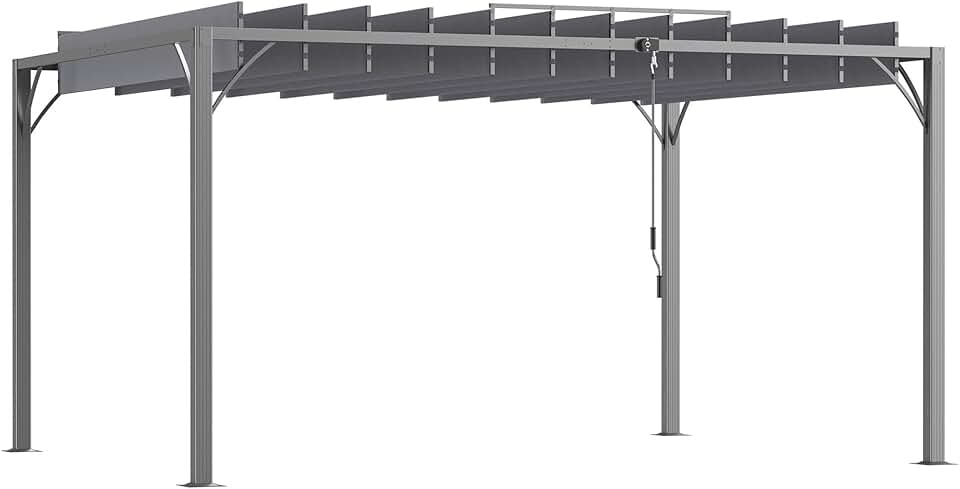 karaca-alisveris - Pergola bioclimatique 4x3 m - Lames orientables, structure aluminium, UV 50+ - Gris - TP12