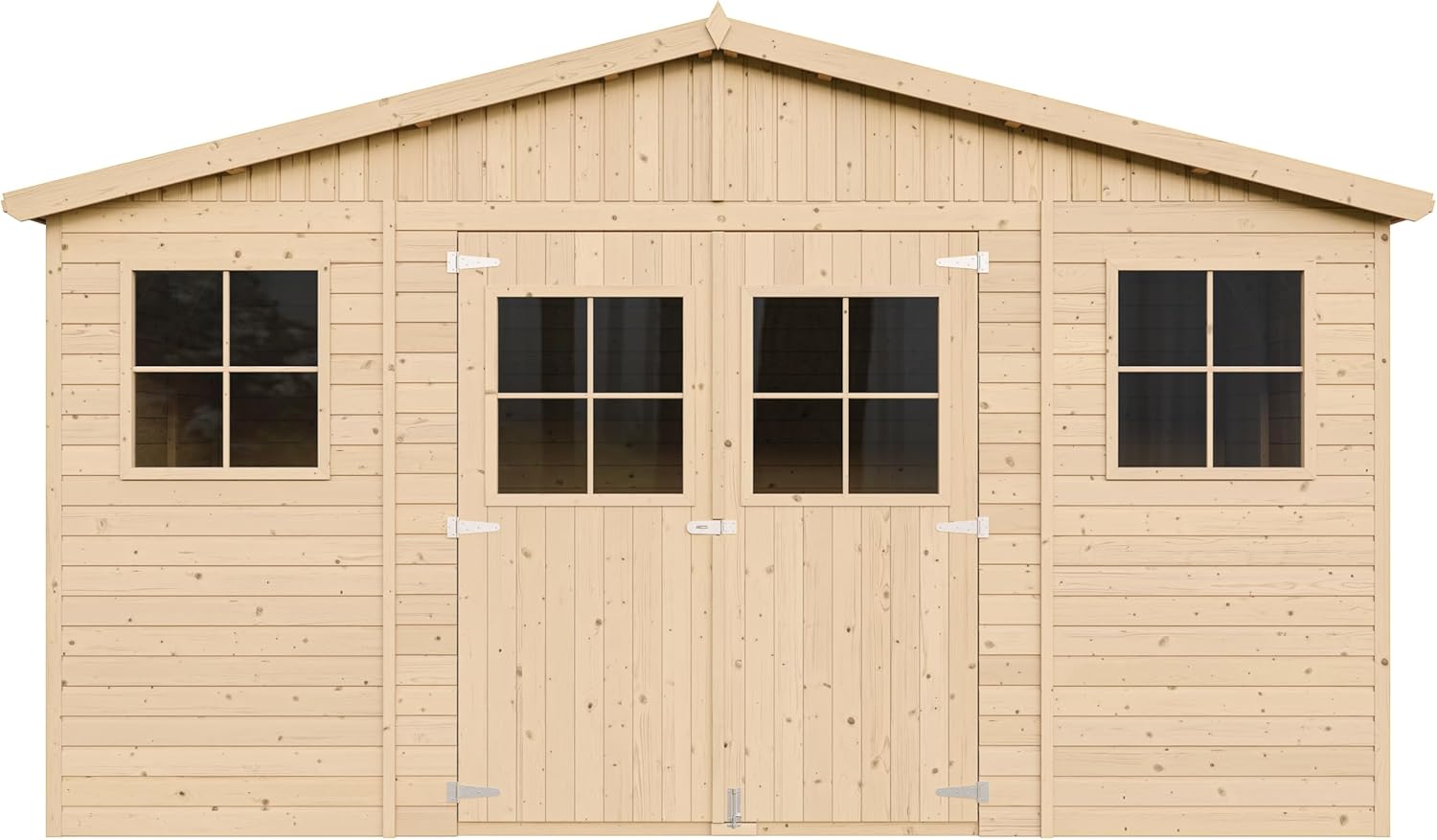 Abri de Jardin en Bois Exterieur avec Plancher IMPRÉGNÉ- Chalet en Pin/épicéa-H246x418x320 cm/12 m²- Construction de Panneaux - Rangement pour vélos, Remise à Outils- karaca-alisveris M331+M331G