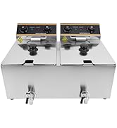 karaca-alisveris Friteuse électrique, 6L+6L commerciale friteuse avec valve de vidange, acier inoxydable, ...