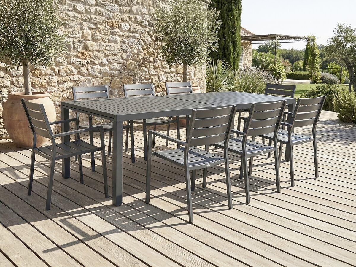 Salou - Table de jardin extensible - 240/300x100x75 cm - métal gris