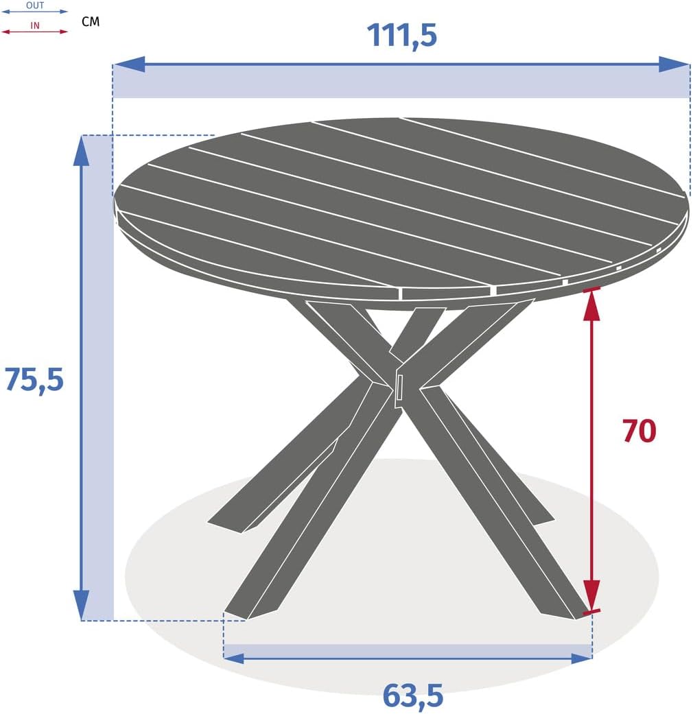 karaca-alisveris - Oriengo - 4 places, ronde, aluminium epoxy/acacia