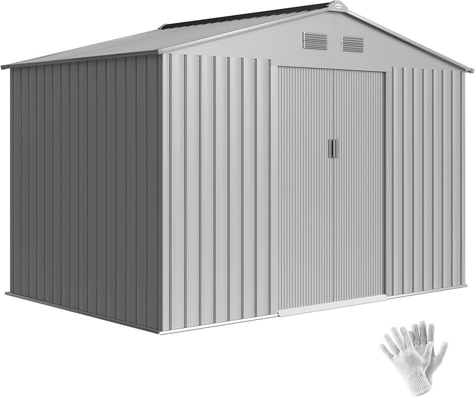 karaca-alisveris - abri de jardin 4,9 m², 277x195x192 cm, porte coulissante, ventilation, kit fondation