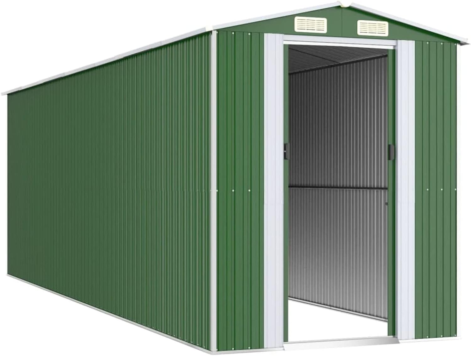 Abri de jardin extérieur en acier galvanisé vert 192 x 606 x 223 cm
