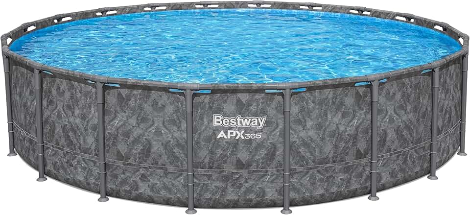 karaca-alisveris - Kit Piscine Hors Sol APX - ronde - 610x610x132 cm - gris foncé