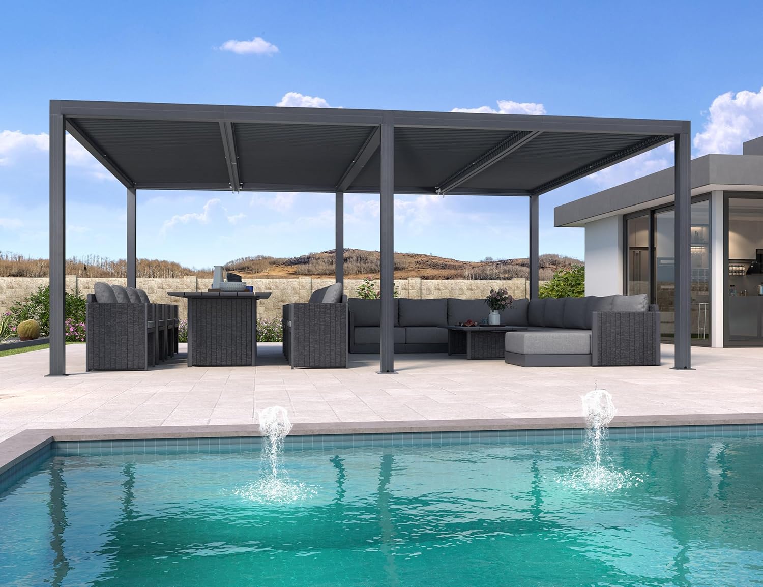 karaca-alisveris - pergola bioclimatique - 6x4,24m aluminium, lames indépendantes