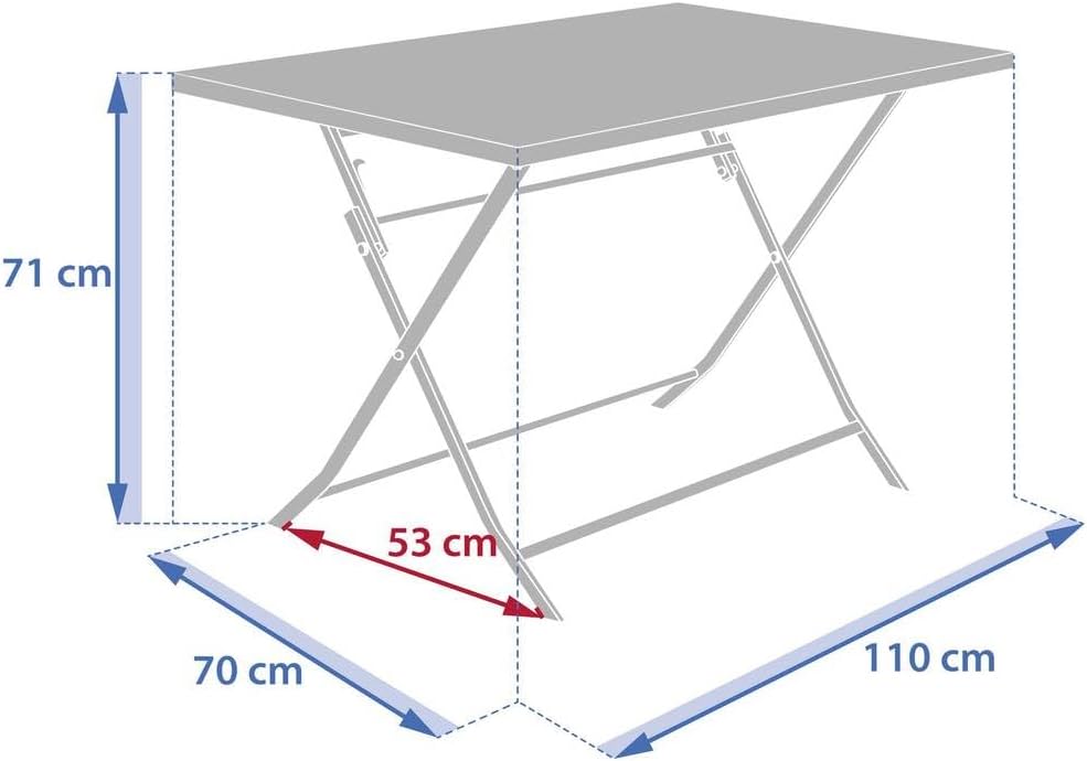 karaca-alisveris - Greensboro - 4 places - Table pliante rectangle acier antirouille