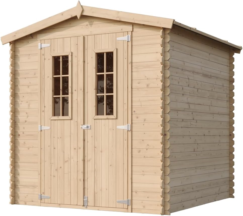 Abri de Jardin en Bois - Stockage extérieur I216xL206xH218 cm/ 3.53 m2 Petit abri à Outils, Local à vélos - Toit imperméable, fenêtres karaca-alisveris M343C