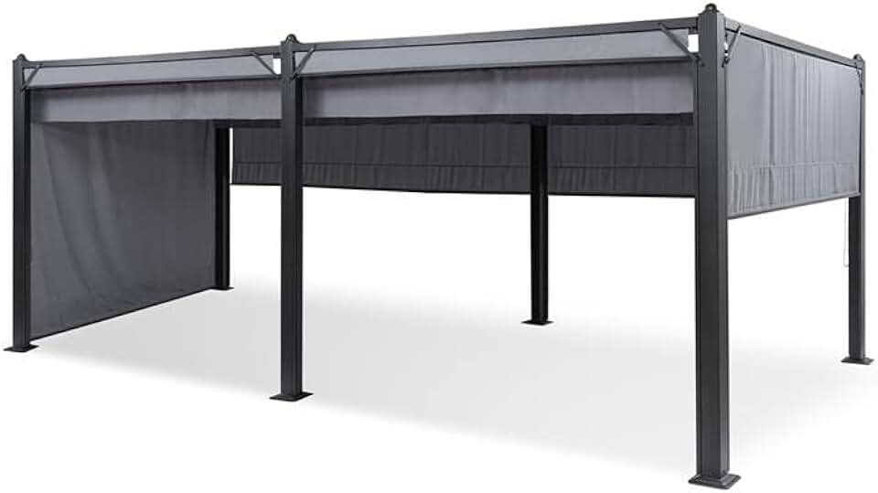 karaca-alisveris - Pergola aluminium série Polycarbonate - 3x6m - toit hydrofuge, protection UV, cadre métal, toit/côtés polyes