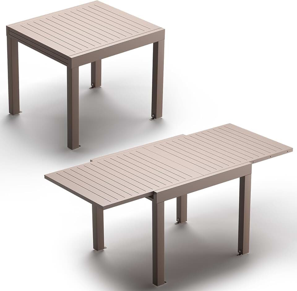 karaca-alisveris - Table extensible 163x80cm - aluminium, facile entretien, 6-10 pers.