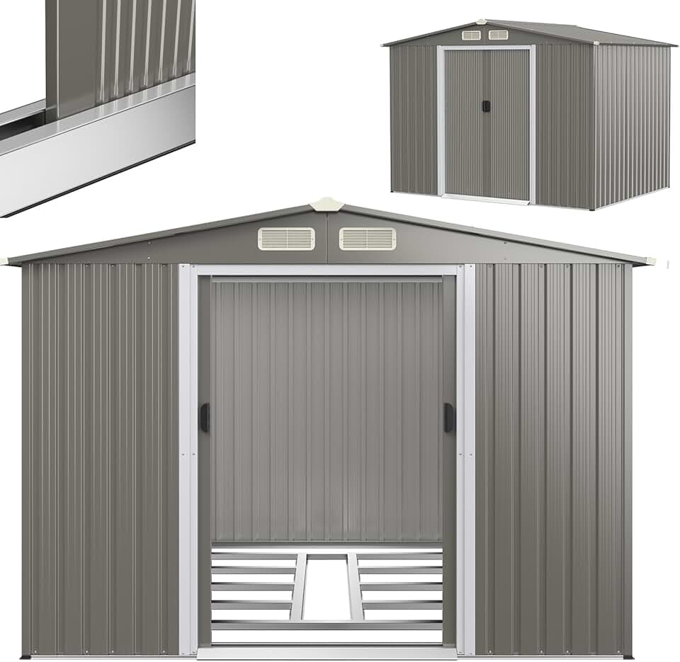 karaca-alisveris - Abri de jardin acier 260x206,5x108cm, double porte, toit appentis, KX7293PK+FR