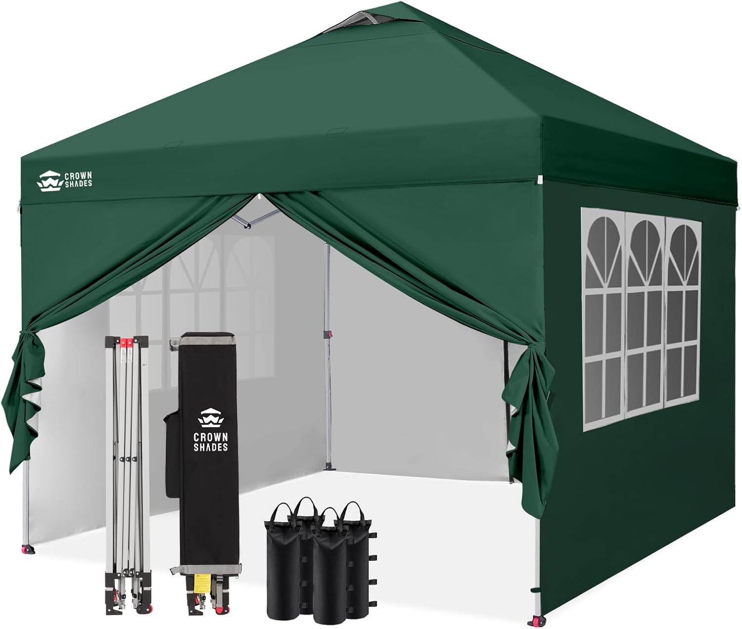 karaca-alisveris Tonnelle Pliante 3x3 Imperméable, Barnum Pliant de Jardin Exterieur, Pop-Up Gazebo avec Sac de Rangement, UPF 50+, avec 4 Parois Latérales Amovible, 4 Sac de Sable, Vert Forêt