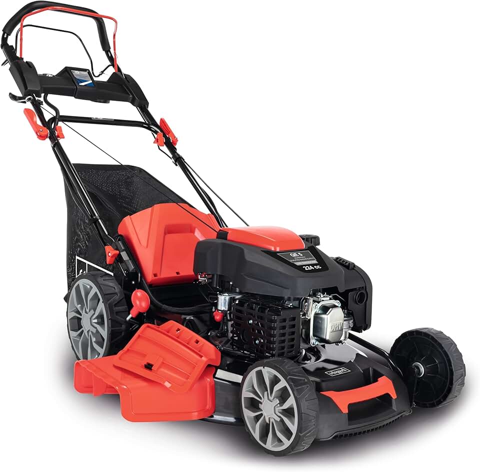 karaca-alisveris Tondeuse à Gazon Thermique MS225-56 - Moteur 4 Temps 6 CV - 224 cm3 - Largeur de Coupe 56 cm - 2200 m² - bac 65L - Hauteur de Coupe 25-75 mm