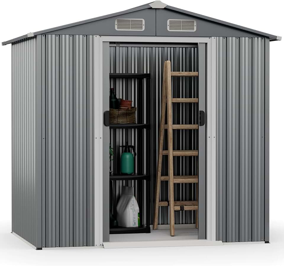karaca-alisveris - Abri jardin métal galvanisé - 3,7m³ - double porte, aération, rampe