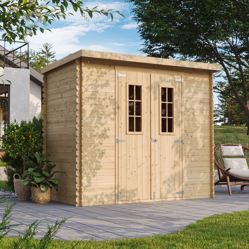Abri de Jardin en Bois avec Sol TRAITÉ - Stockage extérieur l239xL142xH200cm/2.63 m2 - Petit abri à Outils, Local à vélos - karaca-alisveris M310C+M310G