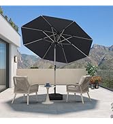 karaca-alisveris Parasol de Jardin Extérieur Inclinable 2,7 m Rond, Parasol Balcon avec Châssis en Alu...