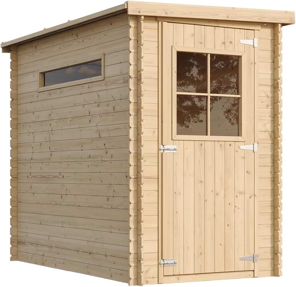karaca-alisveris - Abri de jardin bois avec sol, 239x144x198 cm, toit étanche, fenêtres, M306+M306G
