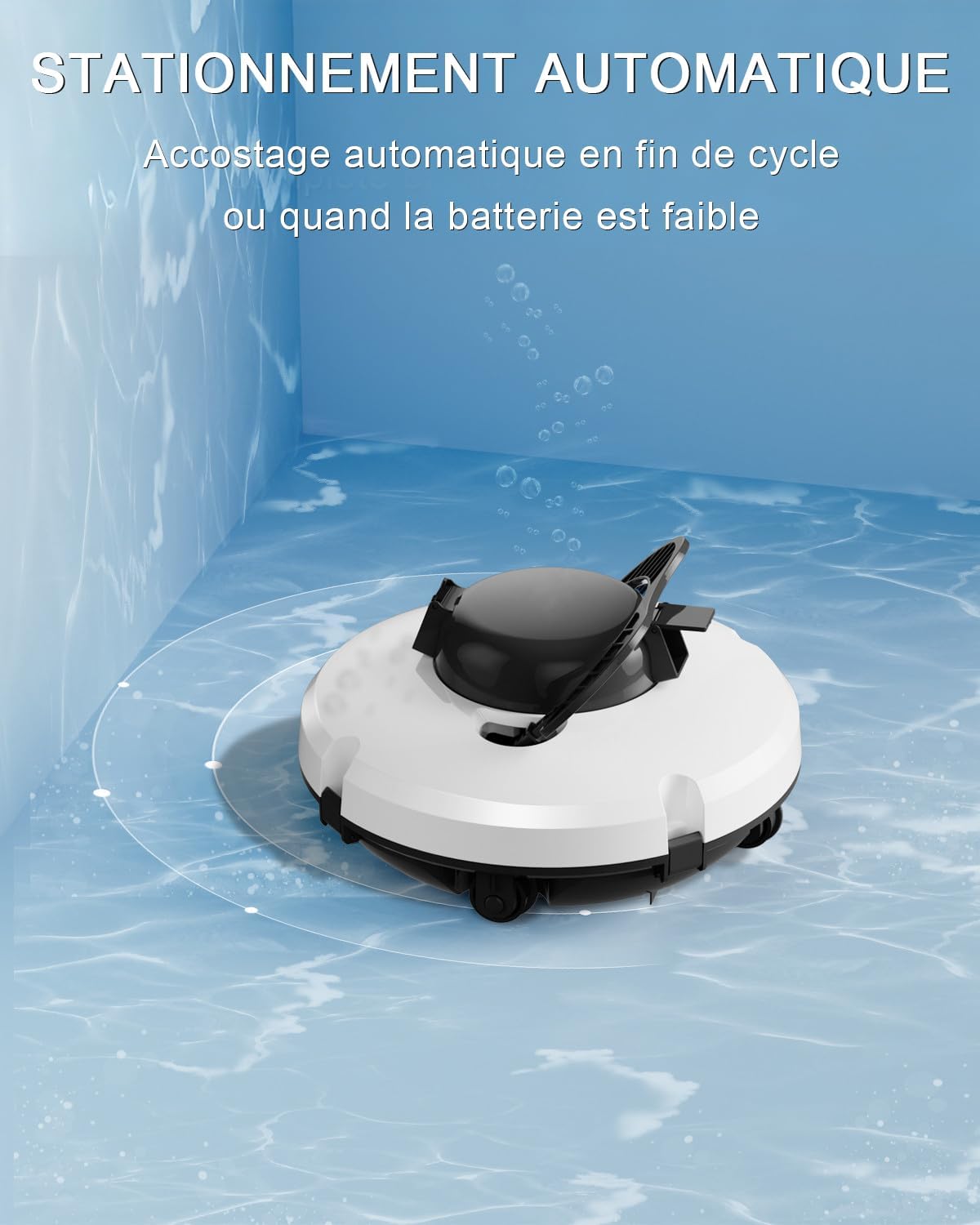 Robot Piscine sans Fil - Double moteur - 100㎡ - Aspiration puissante, 120 min, auto-stationnement