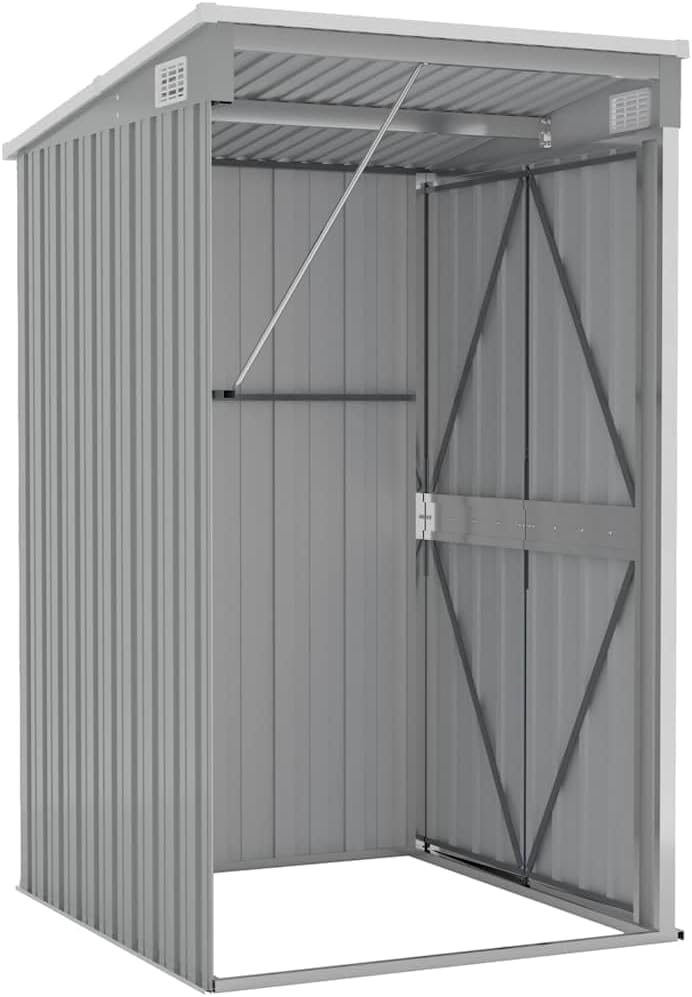 karaca-alisveris Remise de Jardin Murale Gris 118x100x178 cm Acier galvanisé,Structures extérieures, Cabanes & abris de Jardin,316218