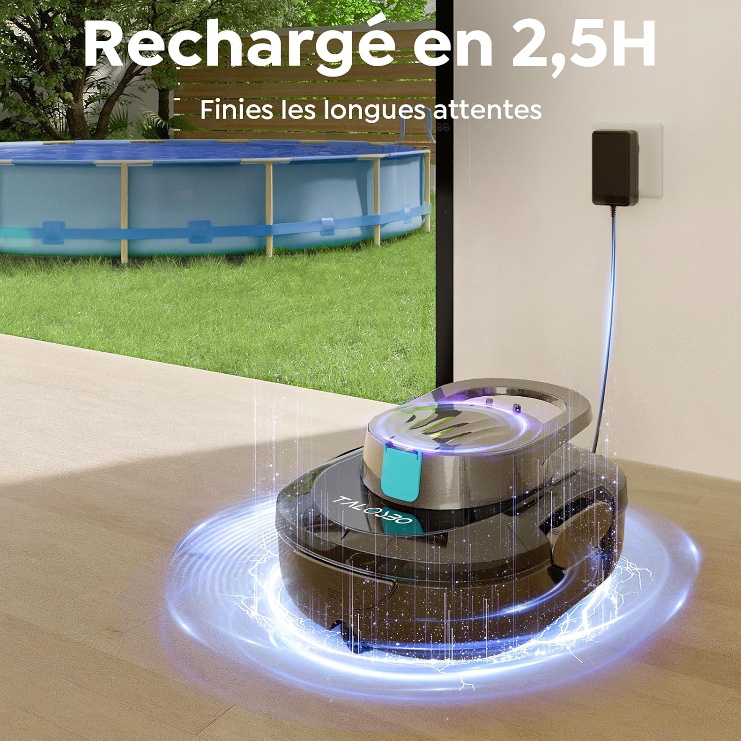 Robot piscine sans fil - S1PRO - compact, 120min autonomie, charge 2,5h, jusqu'à 100m², S1PRO