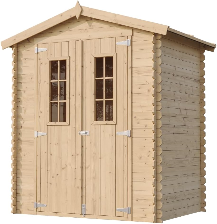 Abri de Jardin en Bois avec Sol TRAITÉ - Stockage extérieur I196xL136xH218 cm/ 1.98 m2 Petit abri à Outils, Local à vélos - karaca-alisveris M367C+M367G