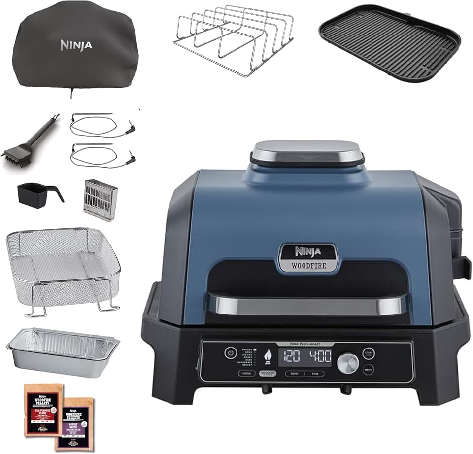 karaca-alisveris - Woodfire Pro Connect XL - Barbecue électrique 7-en-1, contrôle via appli, 2 sondes, housse, accessoires - OG901E
