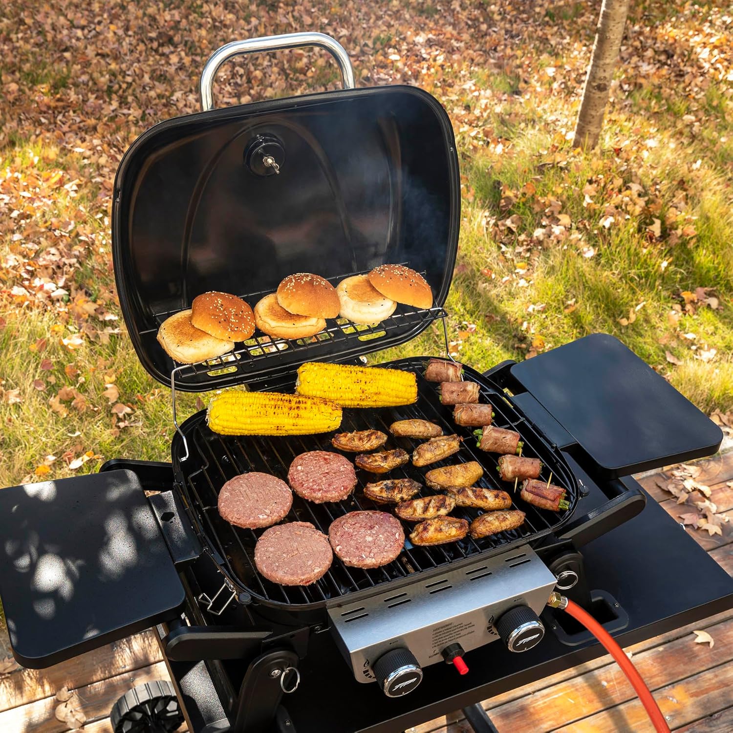 karaca-alisveris - Barbecue Gaz 2 brûleurs - 48x37 cm - tables pliables, 5kW