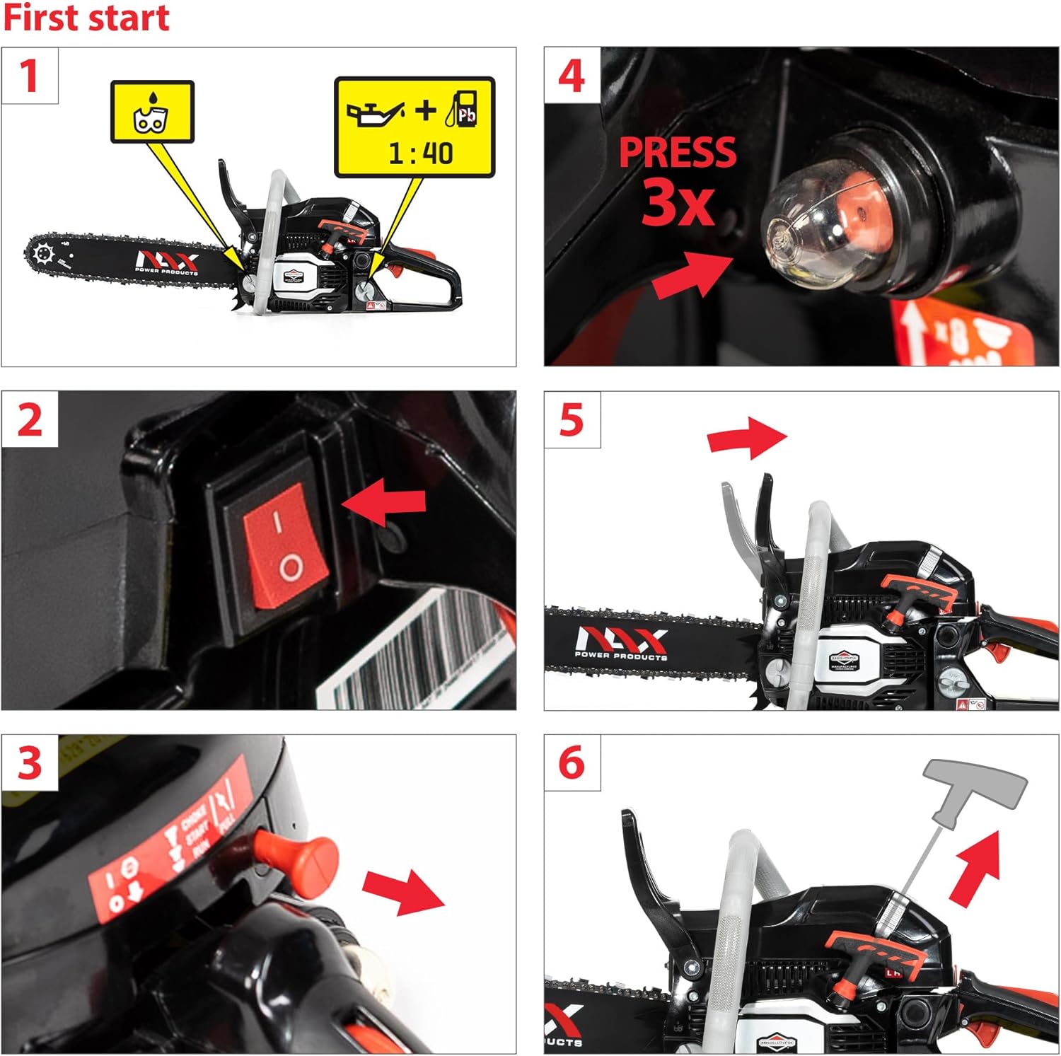 NAX POWER PRODUCTS 400C moteur 51,5 cm3 1,8 kW Briggs & Stratton produit sous licence guide 18