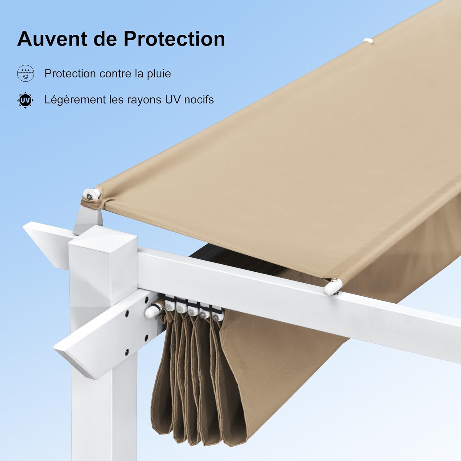 karaca-alisveris - Pergola aluminium série - 4x3m - toile rétractable, autoportante, imperméable, kaki