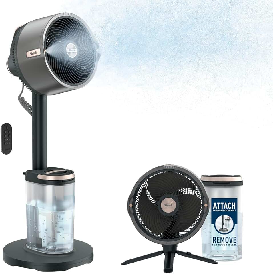 karaca-alisveris - FlexBreeze Pro - ventilateur intérieur/extérieur - sans fil, brumisateur, 5 vitesses, télécommande, silencieux, 