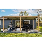 karaca-alisveris Pergola Bioclimatique en Effet Bois Aluminium 3,5 x 6,35 m, Tonnelle de Jardin Extéri...