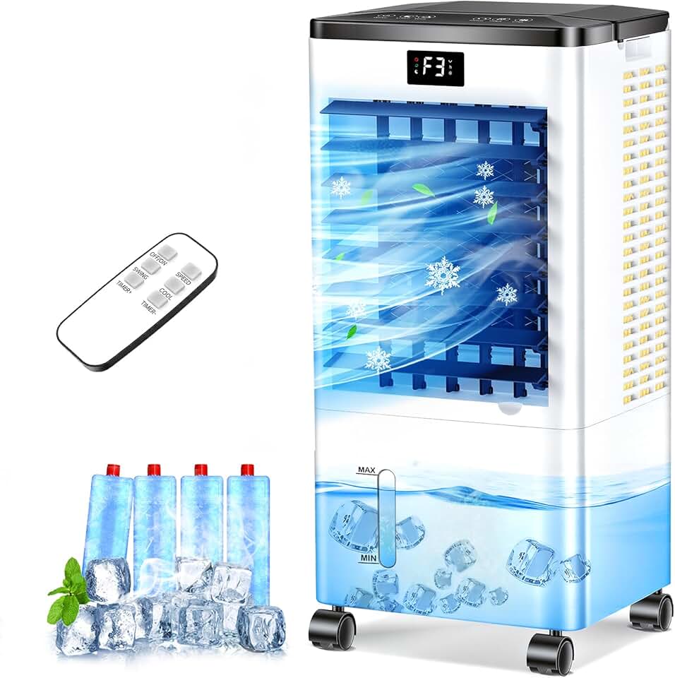 Climatiseur mobile - silencieux, 12h minuterie, 3 vitesses, télécommande, blanc