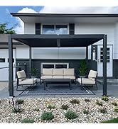 karaca-alisveris Pergola Bioclimatique en Aluminium 3 x 3,65 m, Tonnelle de Jardin Exterieur Imperméab...