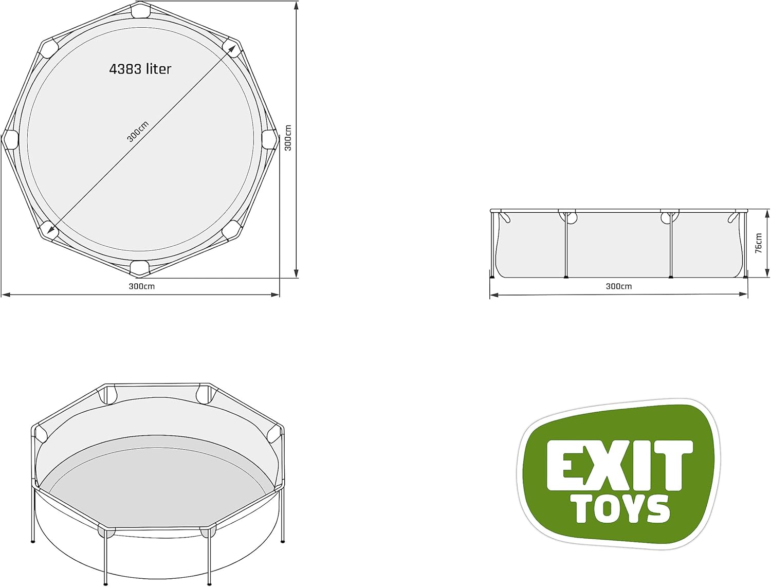 karaca-alisveris Piscine Tubulaire Wood - ø300x76cm - Piscine Hors Sol Ronde avec Pompe Filtrante à Cartouche - Entrée Basse - Idéal pour Les Jeunes Enfants - Cadre Stable - Design Unique - Marron