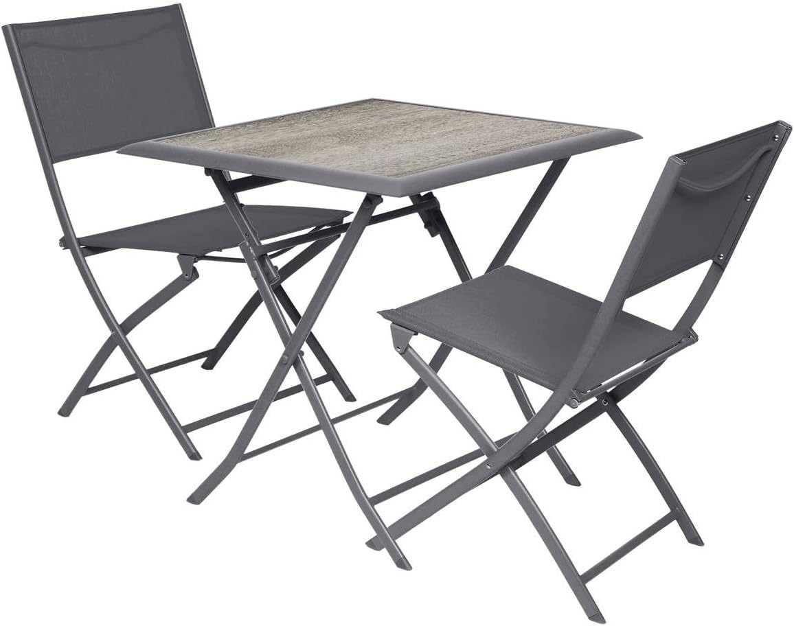 karaca-alisveris - Azua table pliante carrée 2 places gris aluminium