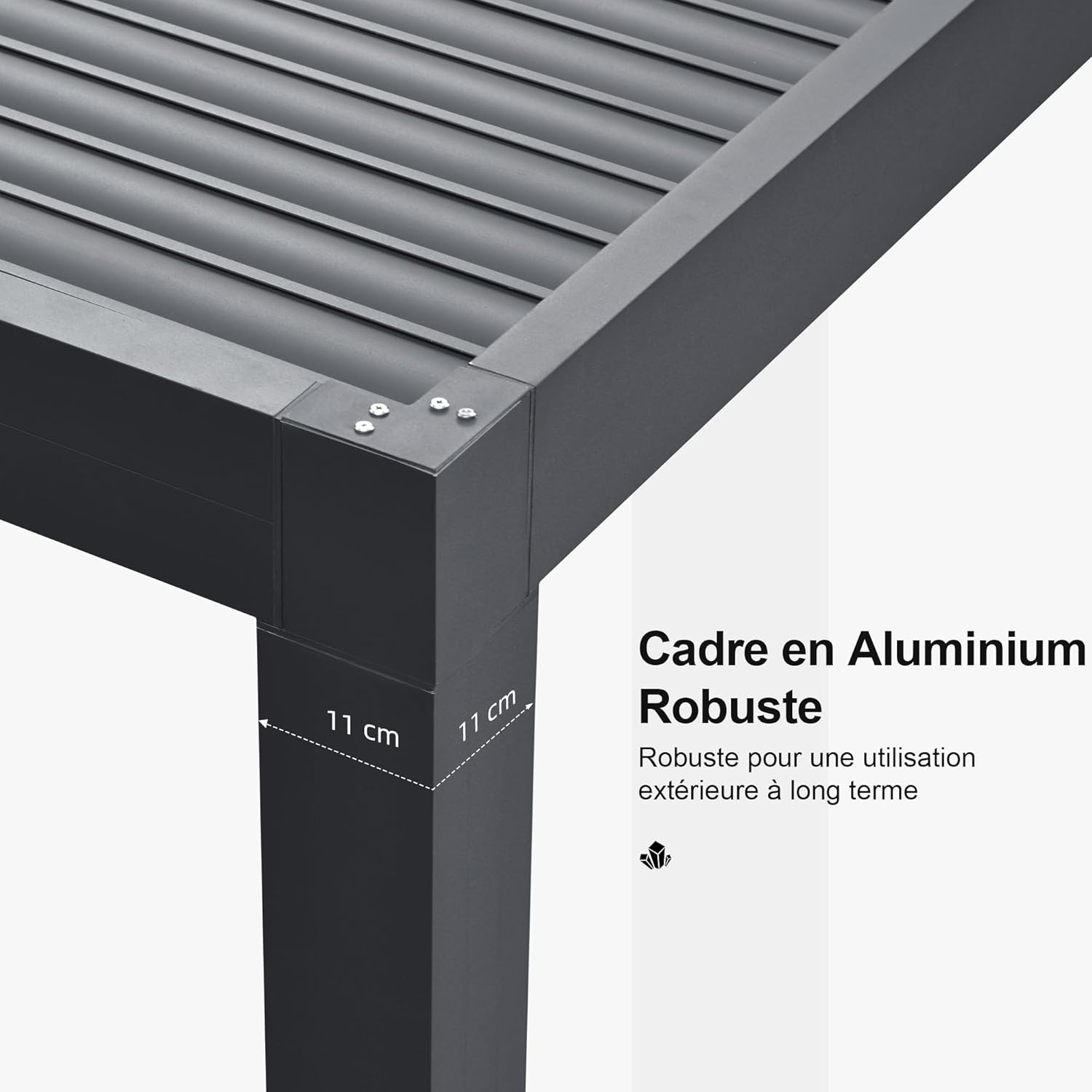 karaca-alisveris - Pergola bioclimatique aluminium 4,8x3,68m, LED, lames orientables