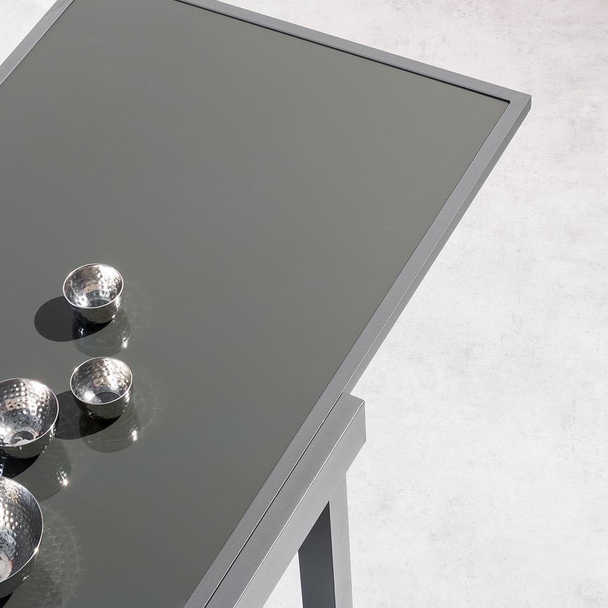 karaca-alisveris - Piazza extensible - 185/245x100 cm - aluminium verre trempé 10 places