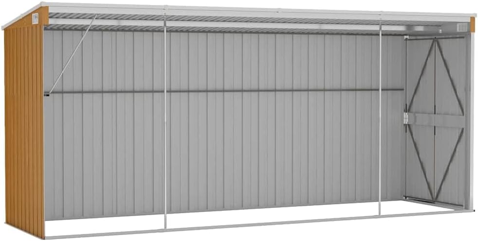 karaca-alisveris Abri de Jardin Mural Marron 118 x 382 x 178 cm Acier galvanisé,Structures extérieures, Cabanes & abris de Jardin,316232