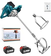 Mélangeur de mortier sans fil avec 2 batteries, mélangeur de mortier de couleur, agitateur 1200 W, boîte de vitesses à 6 vitesses Zementmi...