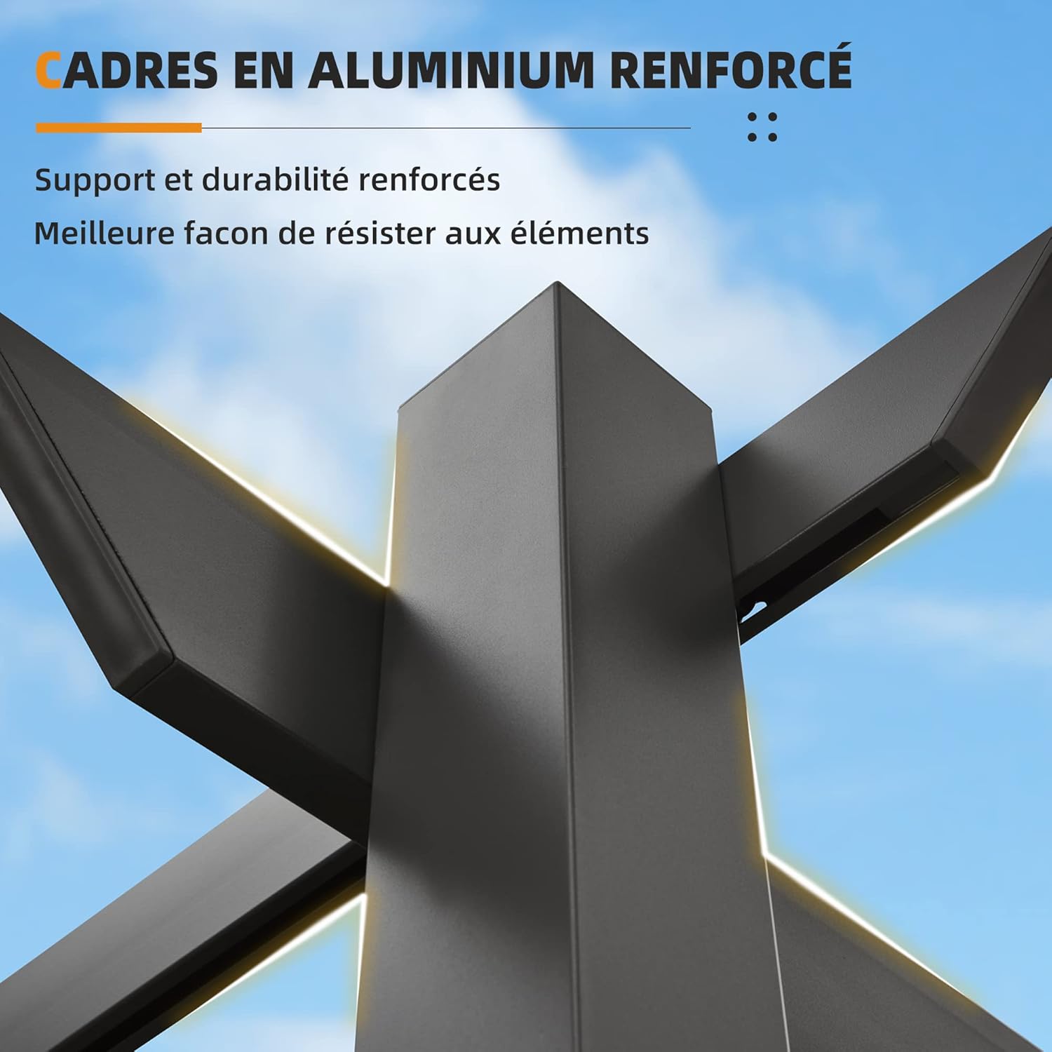 karaca-alisveris - Pergola aluminium 4x3m, toit rétractable, éclairage intégré