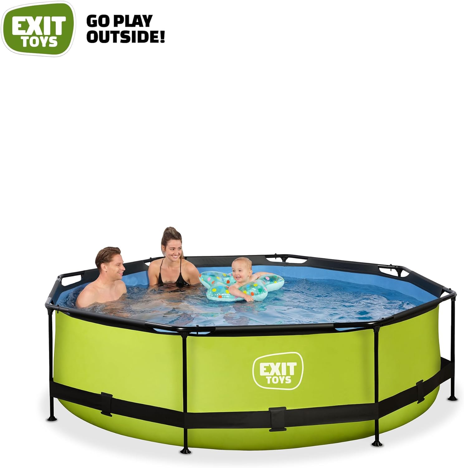karaca-alisveris - Piscine Tubulaire Lime - 300x76cm - Pompe filtrante, entrée basse, cadre stable, vert