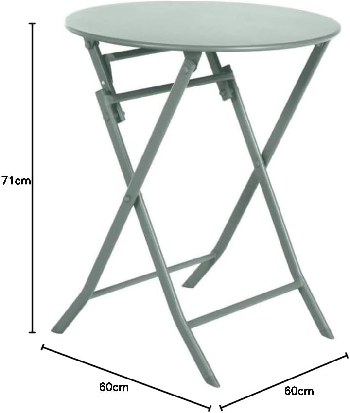 karaca-alisveris - Greensboro - Ø60 cm - Table de jardin pliante acier vert 2 places