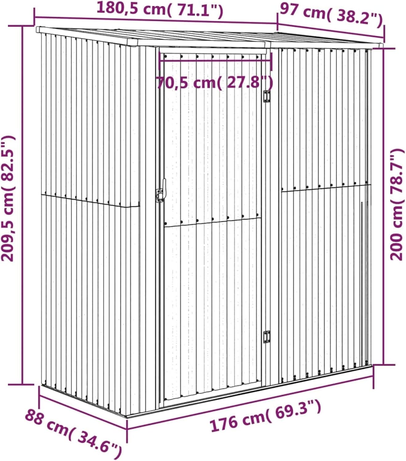 Abri de jardin - acier galvanisé vert - 180,5x97x209,5 cm - résistant intempéries