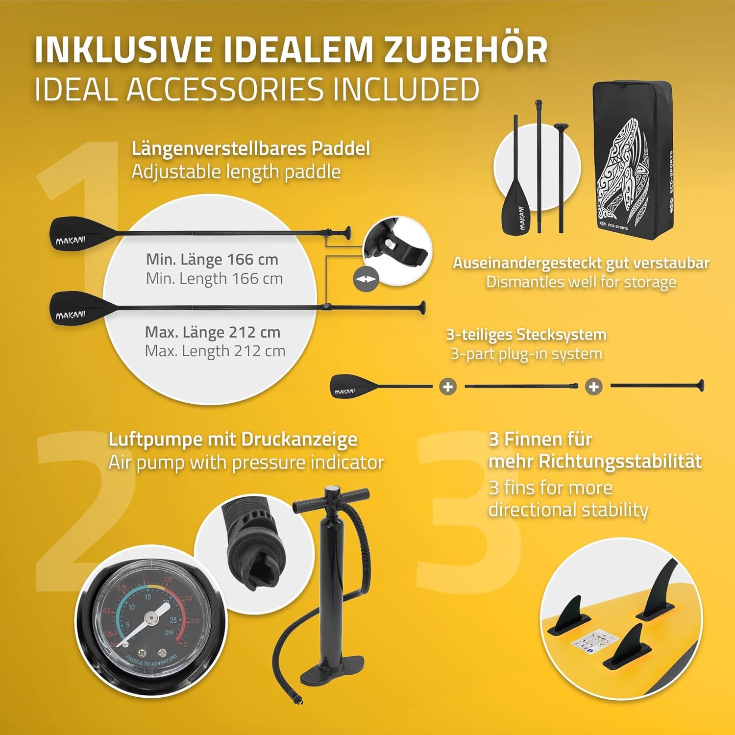 karaca-alisveris - stand up paddle série gonflable - 305/308/320/380 cm - PVC, 120/150 kg, 10/15 cm épaisseur