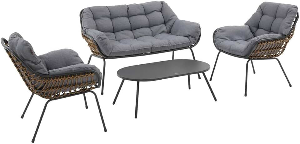 karaca-alisveris - Paopao graphite 4 places - jardin - anti-rouille, coussins confortables