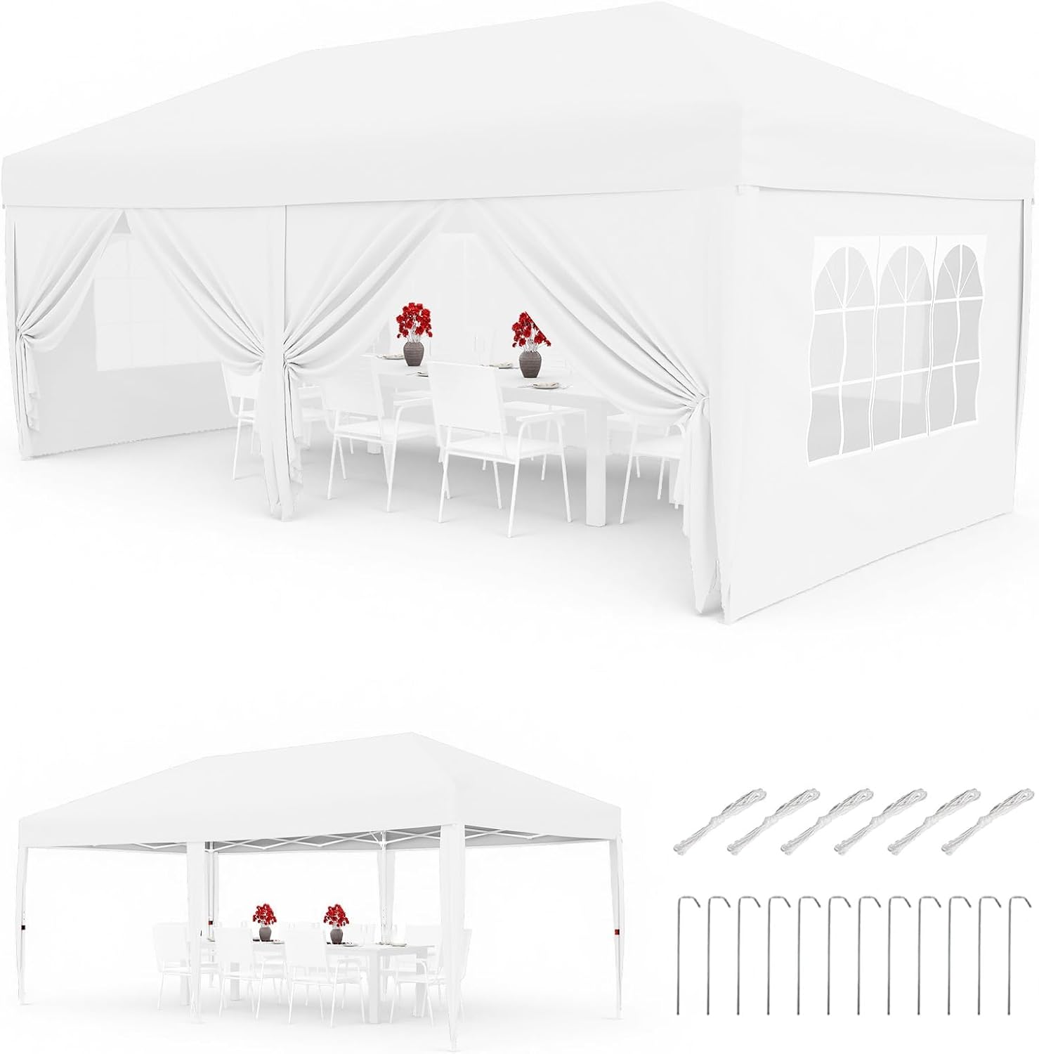 Gravee - tonnelle pliante 3x6m - imperméable, anti-UV, avec parois