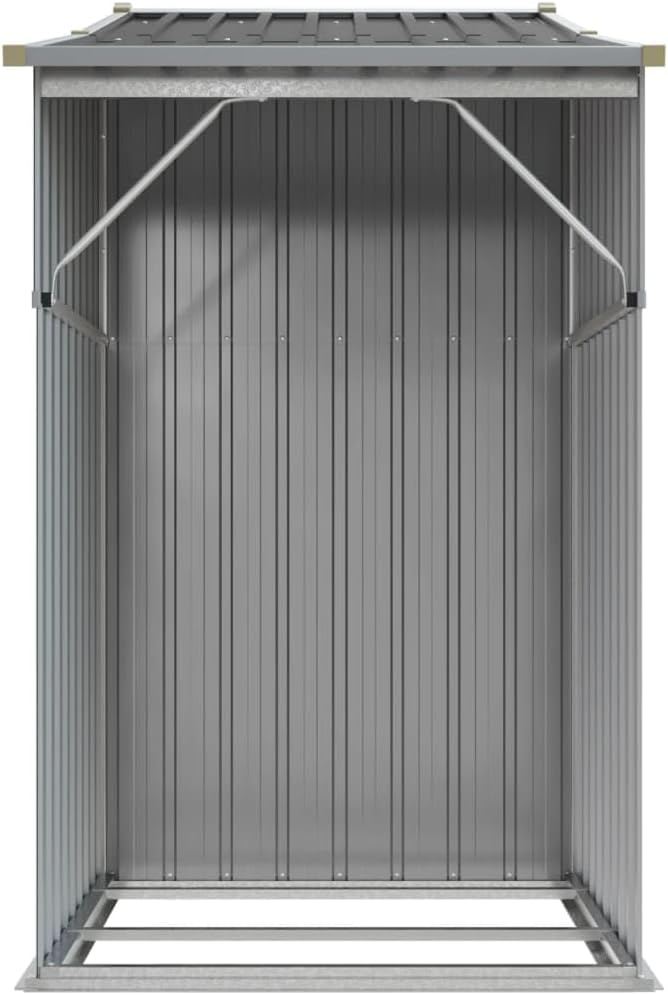 Abri de jardin en acier galvanisé – Rangement d'outils en métal avec toit incliné et bunker de charbon – Organiseur d'extérieur durable – 277 x 93 x 179 cm